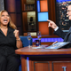 Illustration for article titled Queen Latifah gets the royal treatment while busting out some Ursula on iThe Late Show/i